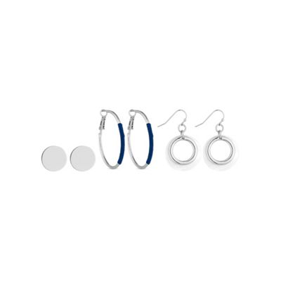 Silver circular multi earring set